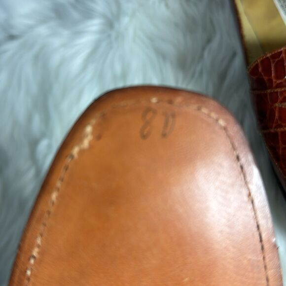 David Espinoza‎ Cognac Alligator Leather Loafers Sz 8D main image 7